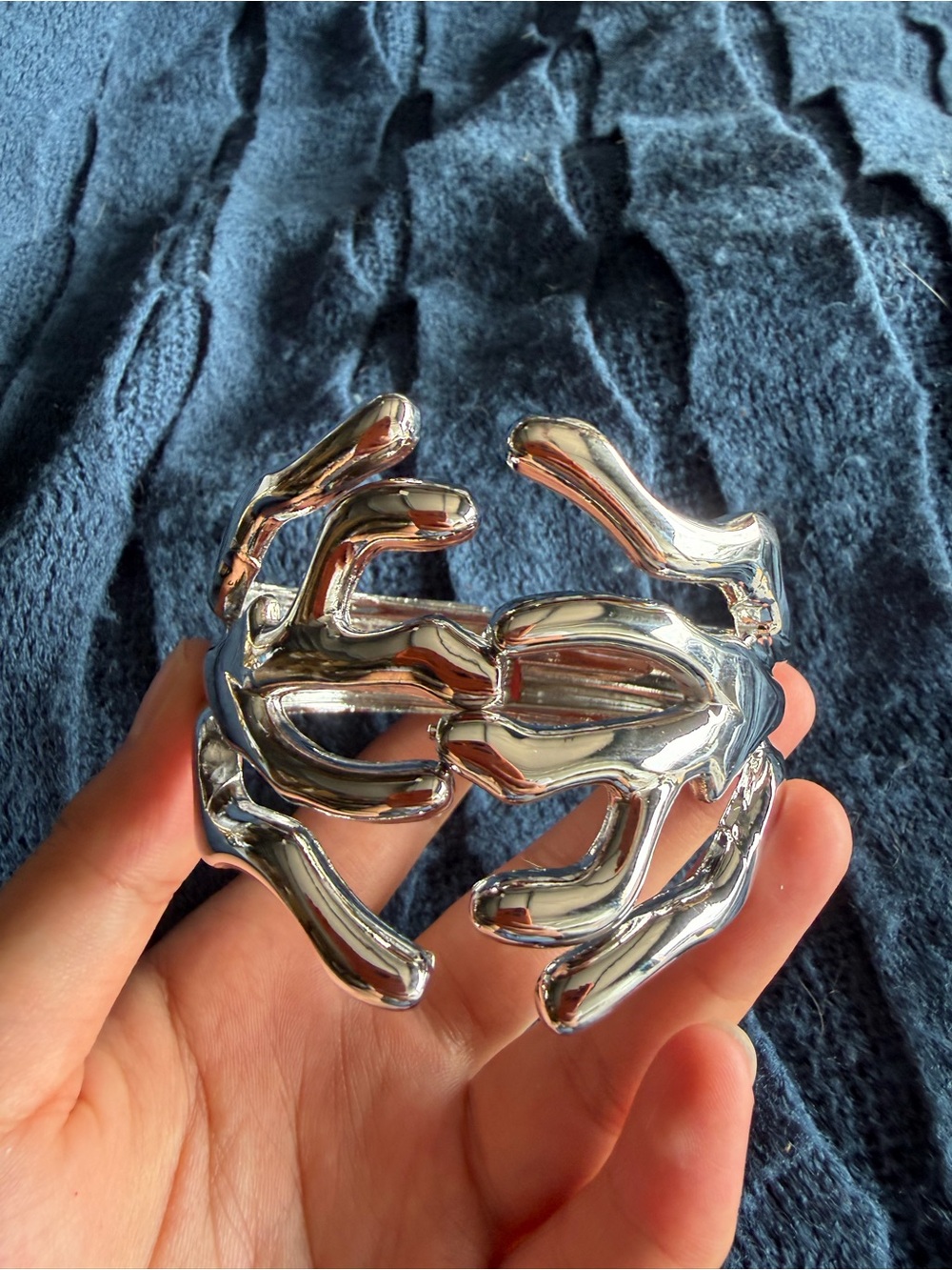 Silver Sculptural Crab Cuff Bracelet - Women's Accessory